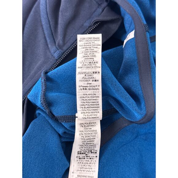 Tory Burch Sport Top Small Womens Seamless 1/4 Zip Blue Chevron Pullover - Picture 9 of 9